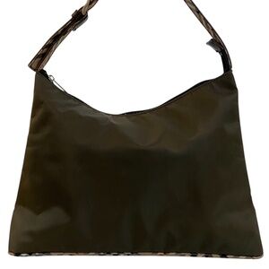 Authentic Burberry Nylon Shoulder Bag – Army Green, Nova Check, Zip Closure